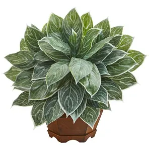 18" Silver Aglaonema Artificial Plant in Decorative Planter (Real Touch)