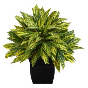 18" Tradescantia Artificial Plant in Black Metal Planter (Real Touch)