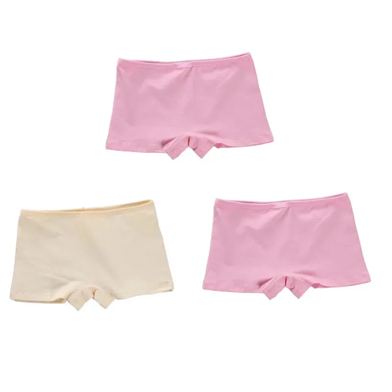 3PC High School Girl Underwear Boxer Trousers Trousers Pure Cotton Solid Color Base Student Breathable Underwear 8-14Years