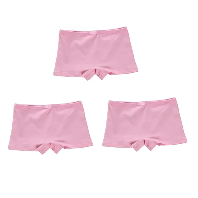 3PC High School Girl Underwear Boxer Trousers Trousers Pure Cotton Solid Color Base Student Breathable Underwear 8-14Years