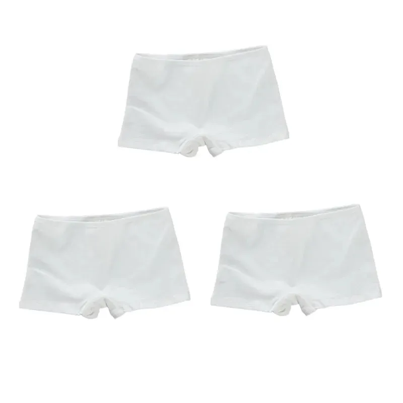 3PC High School Girl Underwear Boxer Trousers Trousers Pure Cotton Solid Color Base Student Breathable Underwear 8-14Years