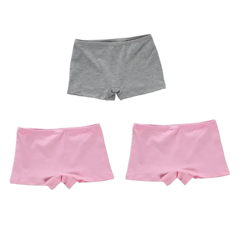 3PC High School Girl Underwear Boxer Trousers Trousers Pure Cotton Solid Color Base Student Breathable Underwear 8-14Years