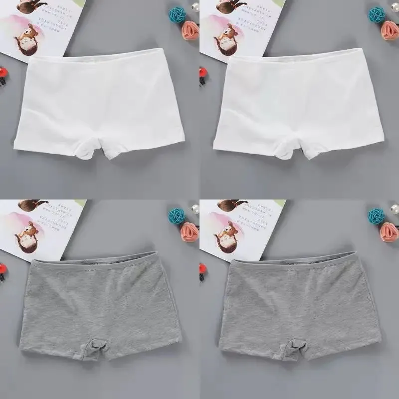 3PC High School Girl Underwear Boxer Trousers Trousers Pure Cotton Solid Color Base Student Breathable Underwear 8-14Years