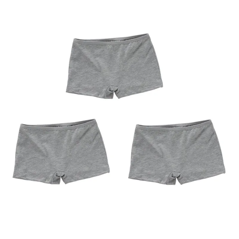 3PC High School Girl Underwear Boxer Trousers Trousers Pure Cotton Solid Color Base Student Breathable Underwear 8-14Years