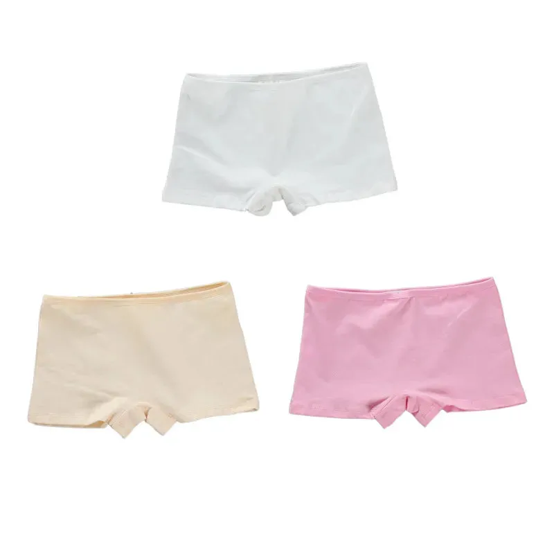 3PC High School Girl Underwear Boxer Trousers Trousers Pure Cotton Solid Color Base Student Breathable Underwear 8-14Years