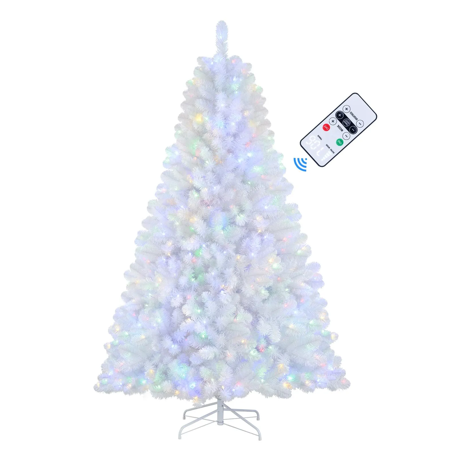 6ft Prelit Warm White & Color LED Changing Lights Premium Artificial Hinged Christmas Tree with Remote Control