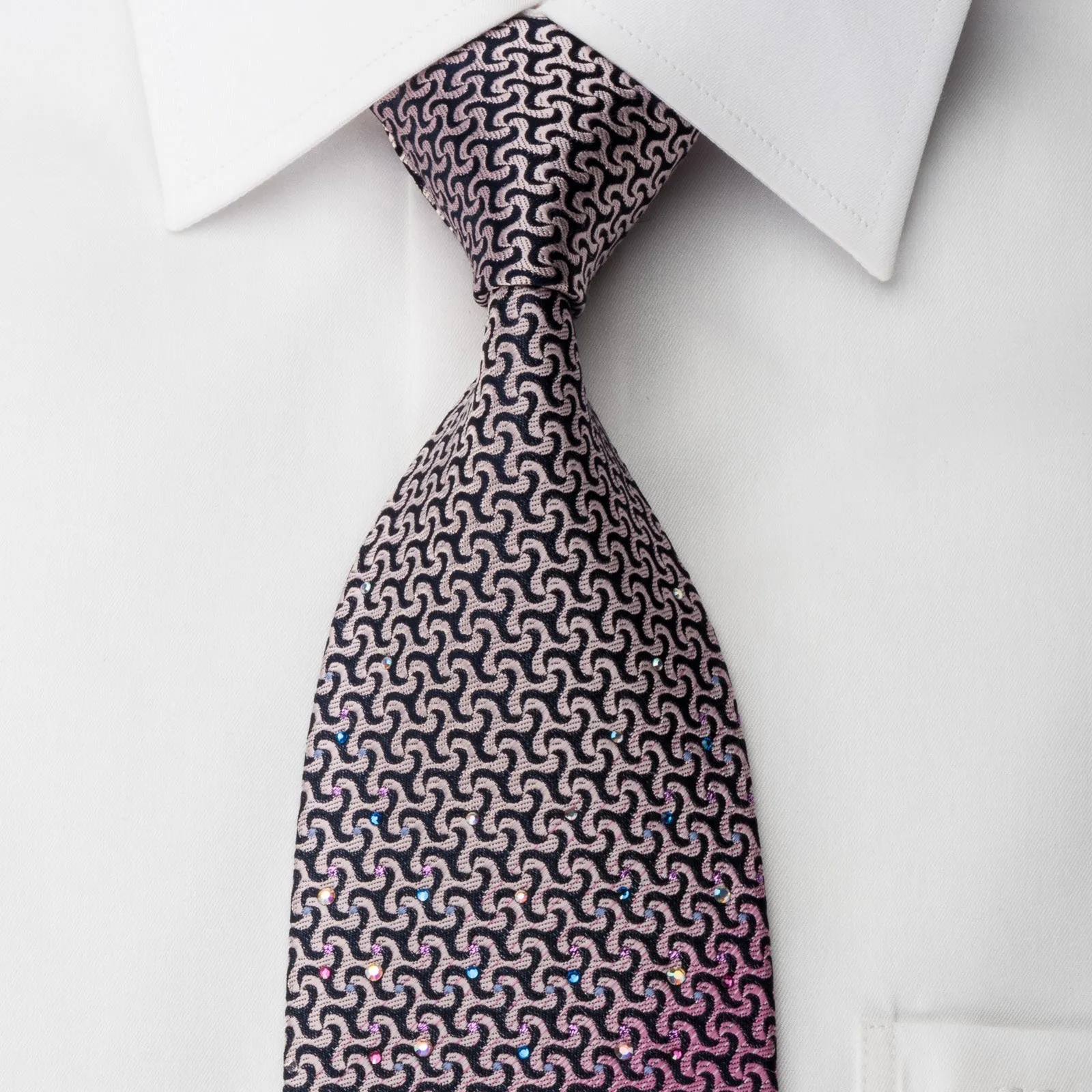 Aquascutum Rhinestone Necktie Geometric On Purple With Sparkles