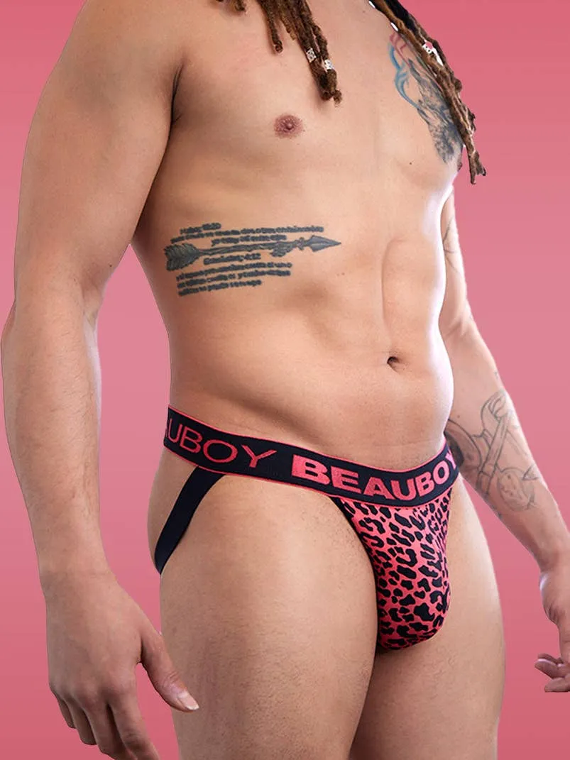 BEAUBOY Leopard Jockstrap Pink