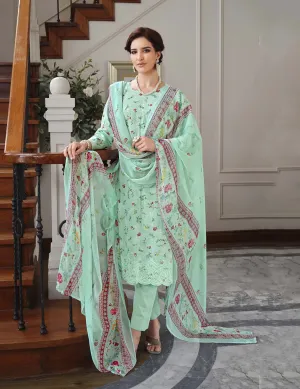 Belliza Cotton Linen Embroidered Unstitched Suit Set Teal