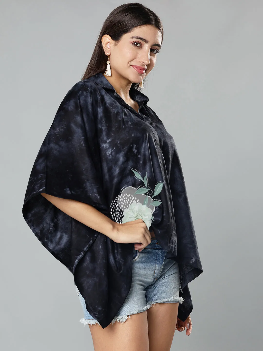 Black Rayon TieDyeTop- Floraflux