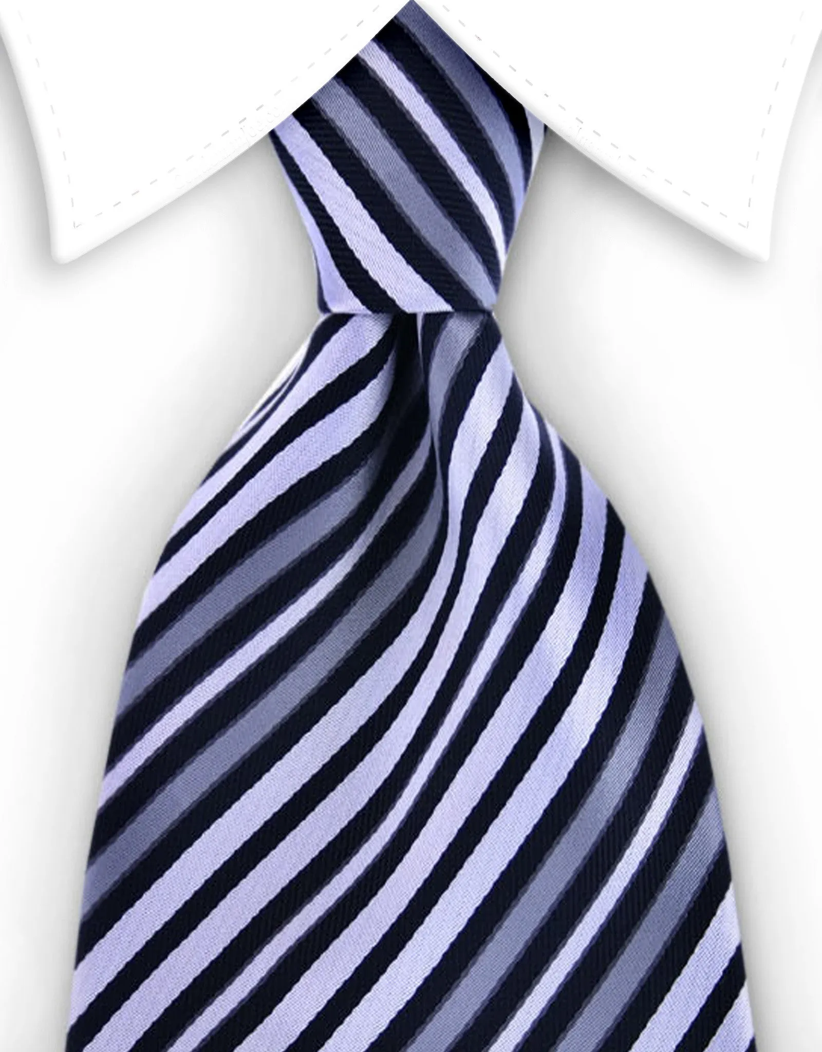 Black, White & Silver 4" Wide Striped Tie