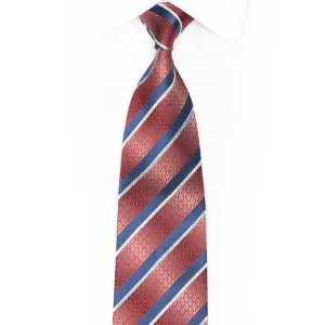 Blue Silver Red Striped Rhinestone Silk Tie