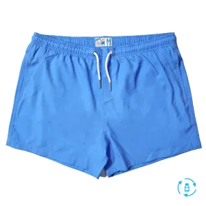 Blue Solid Green Pocket - 3.5" Swim Trunks