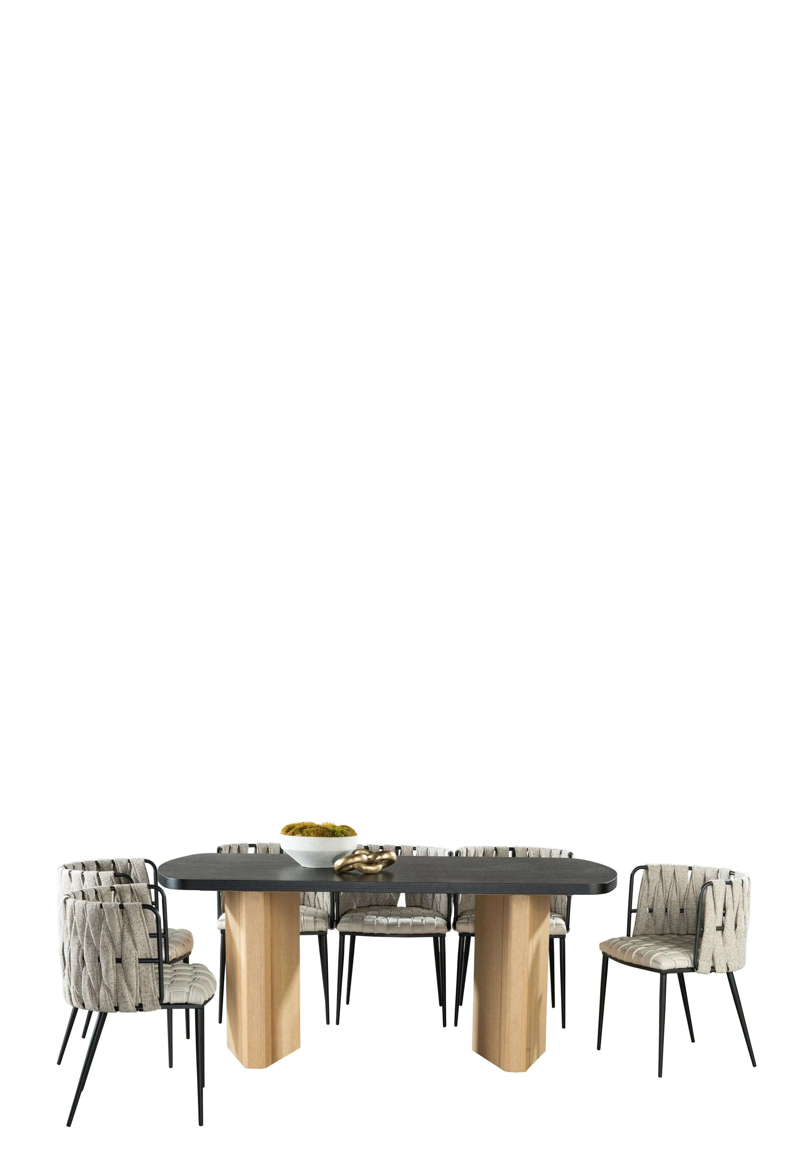 Bradley Rectangular Dining Table in Black and Tan