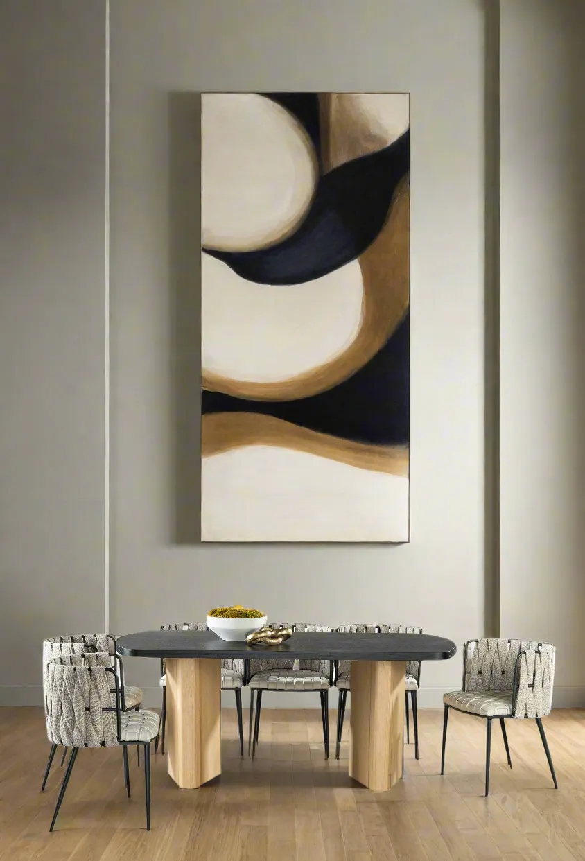 Bradley Rectangular Dining Table in Black and Tan