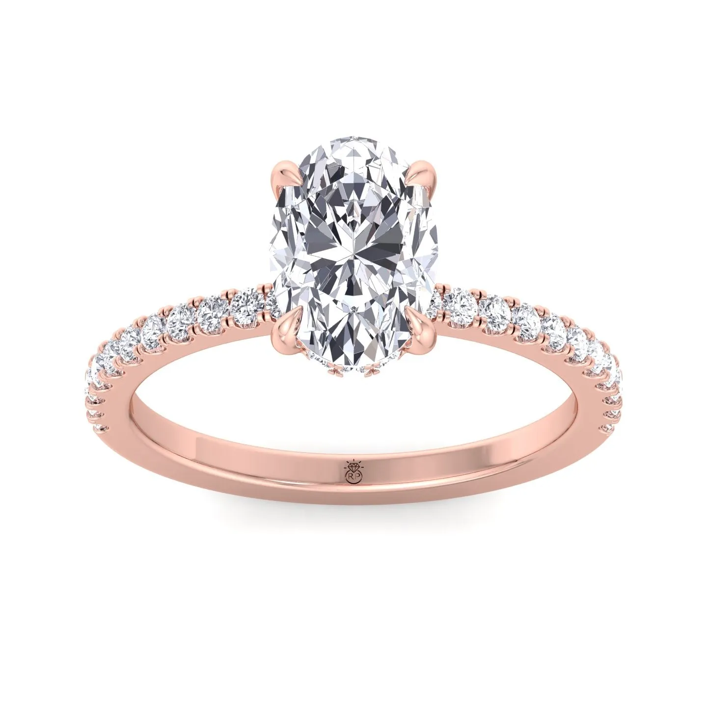 Bruna - Oval Cut Engagement Ring with Marquise and Round Sidestones