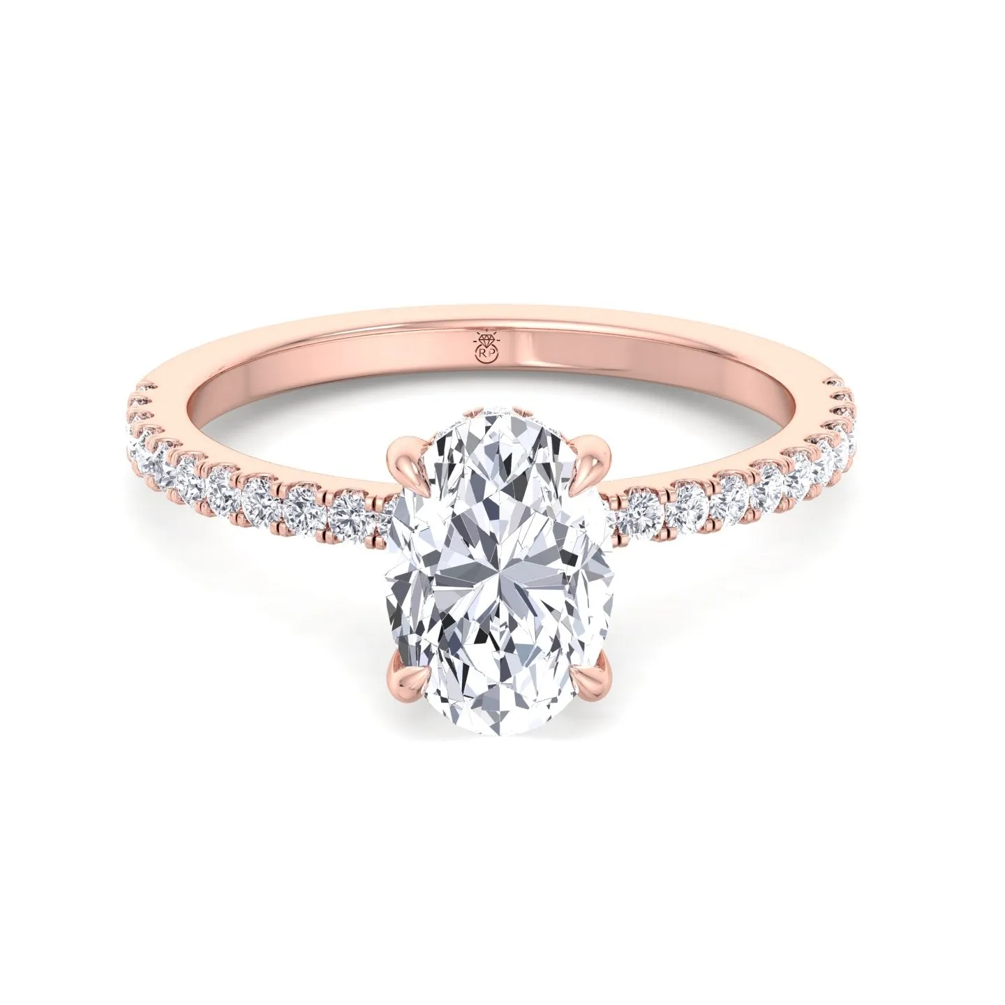 Bruna - Oval Cut Engagement Ring with Marquise and Round Sidestones