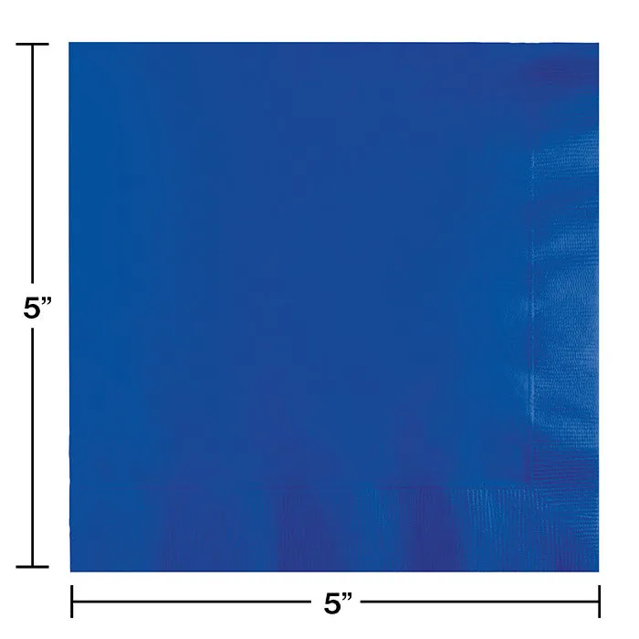 Bulk Cobalt Blue 2 Ply Beverage Napkins (1200 per Case)