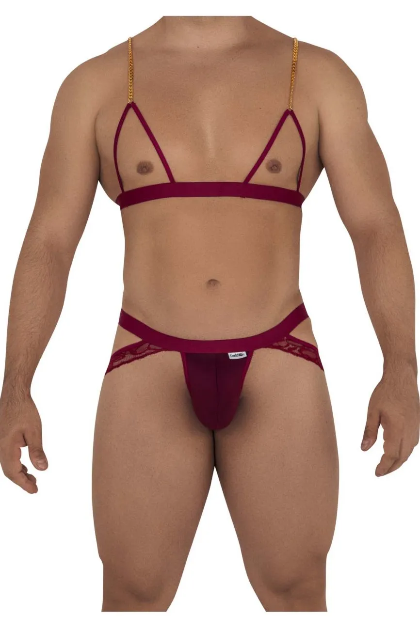 CandyMan 99582 Harness-Jockstrap Outfit Color Burgundy