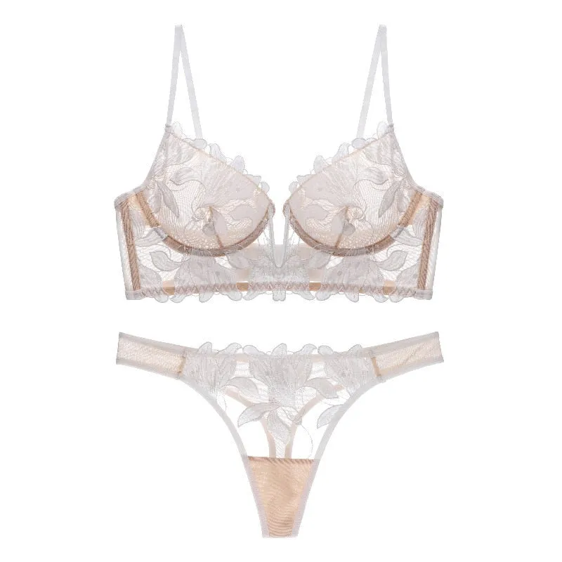 CINOON Sexy French Lace Embroidery Brassiere Lingerie Set