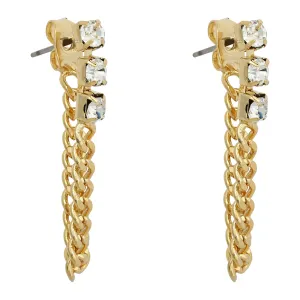 CRYSTAL DROP CHAIN GOLD EARRINGS