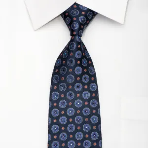 Daniel Hechter Men's Silk Tie Floral On Blue Sparkling With Rhinestones