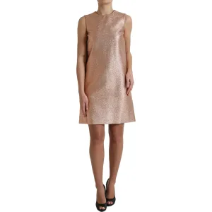 Dolce & Gabbana Elegant Pink Metallic Shift Mini Dress