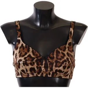 Dolce & Gabbana Elegant Silk Leopard Print Bra