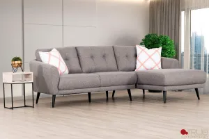 Elizabeth Tufted Sectional Sofa in Nia Grey