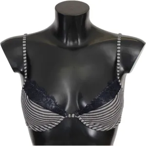 Ermanno Scervino Blue Stripes Lace Reggiseno Bra