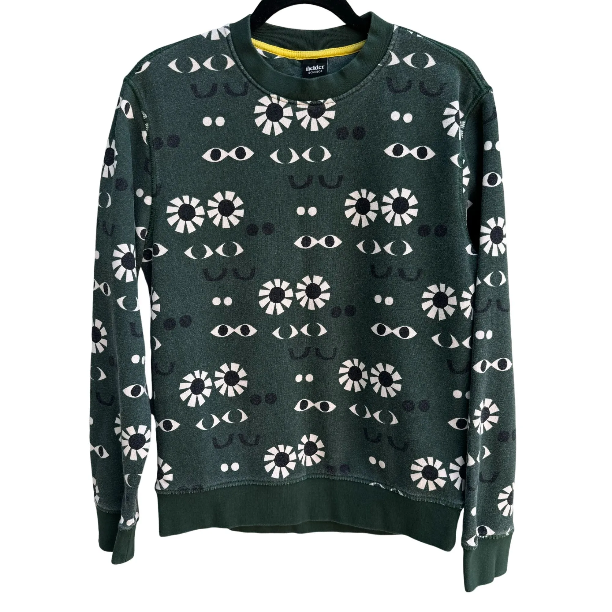 Fielder By Bonobos Mens Green Fleece Long Sleeve Eye Graphic Print Sweatshirt XS