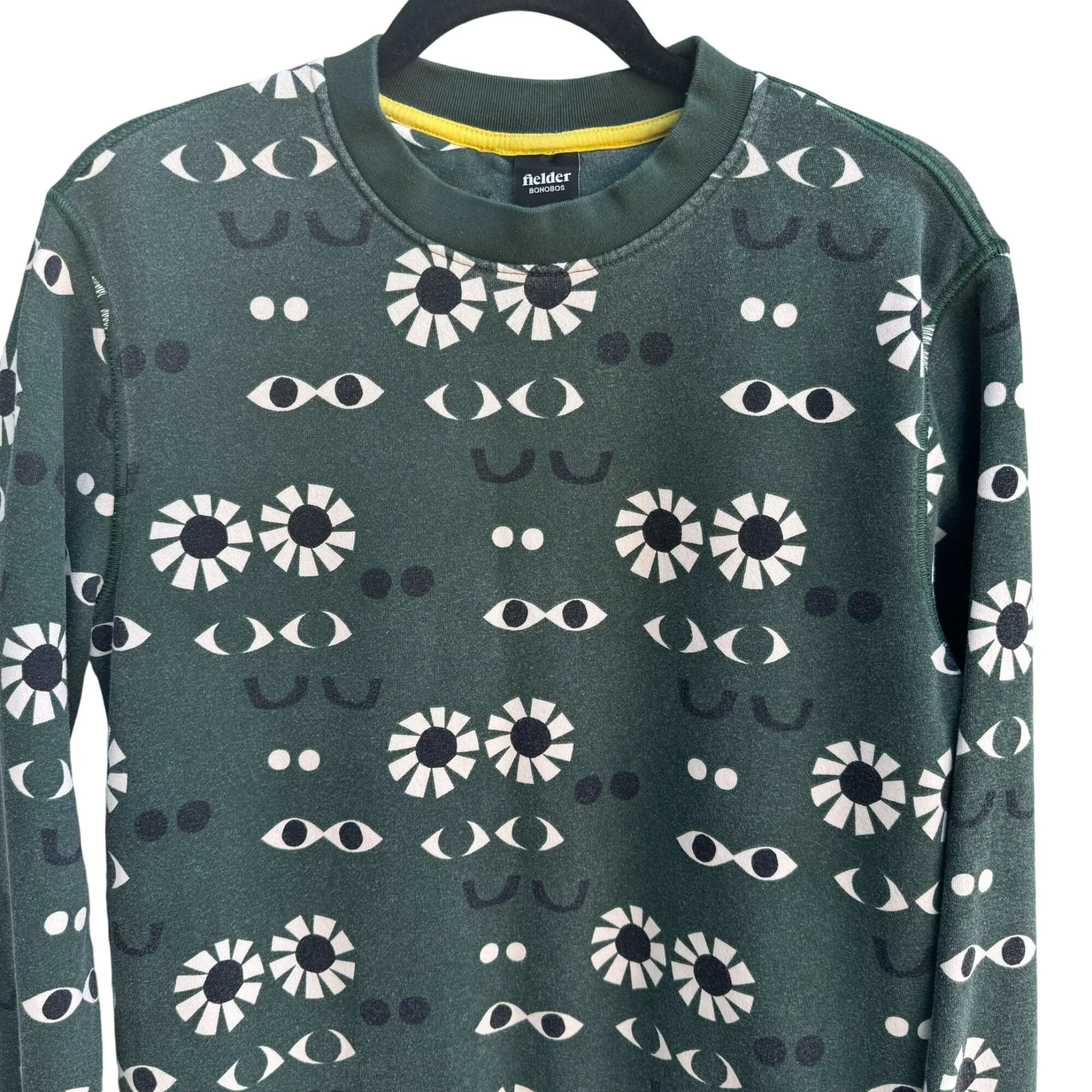 Fielder By Bonobos Mens Green Fleece Long Sleeve Eye Graphic Print Sweatshirt XS