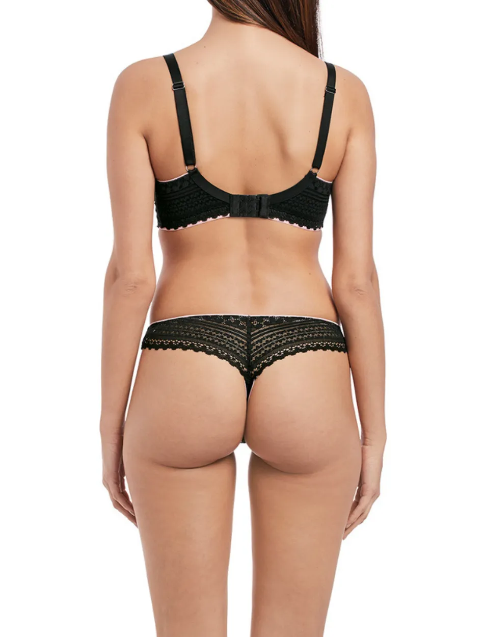 Freya Daisy Lace Brazilian Briefs, Noir | Black Thong Briefs | Freya Thong