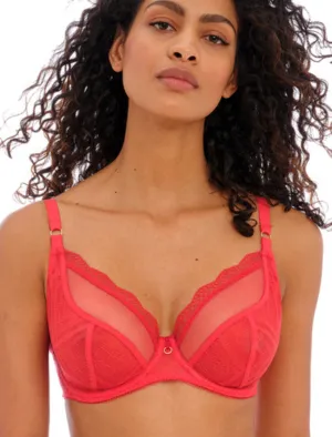 Freya Fatale Bra Underwire Plunge Bra in Chilli Red | Red Plunge Bras