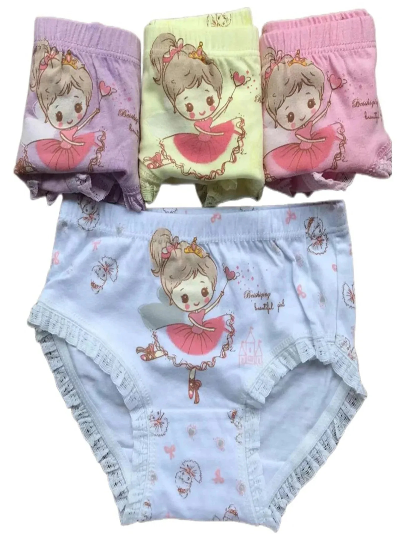 Girls Briefs Fine Cotton Underwear Cute Designs Printing Panties Kids Breathable Soft Healthy Underpants Girls Boxer 4pcs/Lot