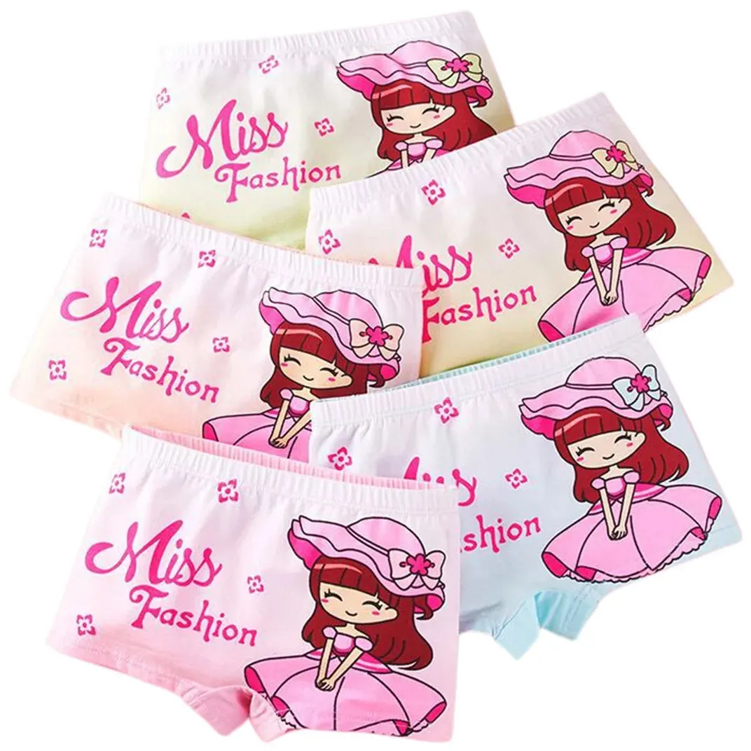 Girls Briefs Fine Cotton Underwear Cute Designs Printing Panties Kids Breathable Soft Healthy Underpants Girls Boxer 4pcs/Lot