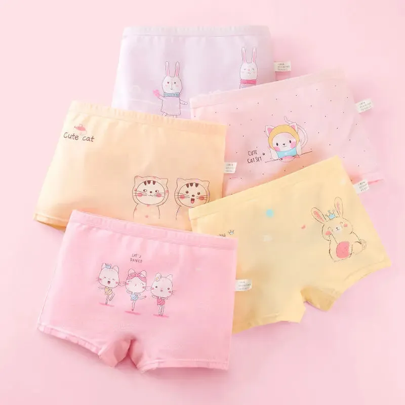 Girls Briefs Fine Cotton Underwear Cute Designs Printing Panties Kids Breathable Soft Healthy Underpants Girls Boxer 4pcs/Lot