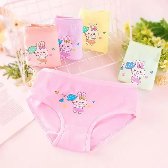 Girls Briefs Fine Cotton Underwear Cute Designs Printing Panties Kids Breathable Soft Healthy Underpants Girls Boxer 4pcs/Lot