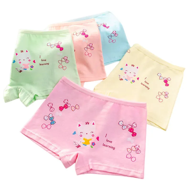 Girls Briefs Fine Cotton Underwear Cute Designs Printing Panties Kids Breathable Soft Healthy Underpants Girls Boxer 4pcs/Lot