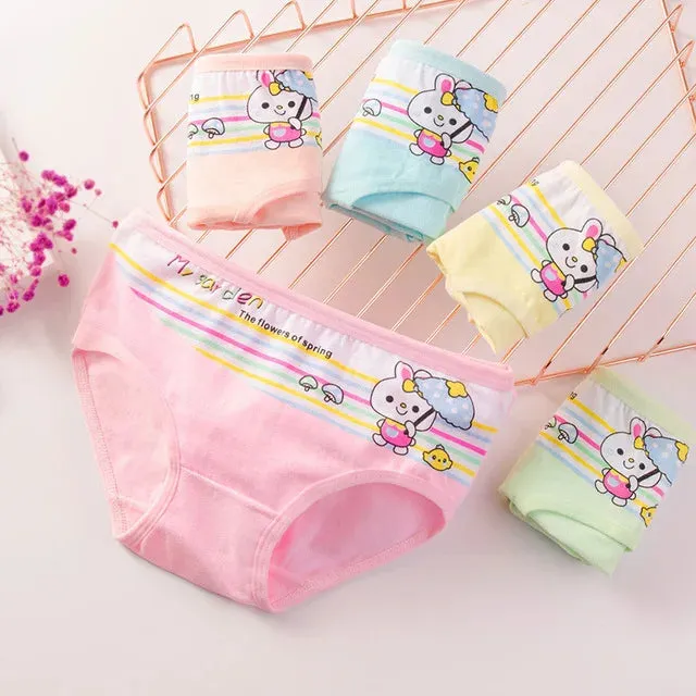 Girls Briefs Fine Cotton Underwear Cute Designs Printing Panties Kids Breathable Soft Healthy Underpants Girls Boxer 4pcs/Lot