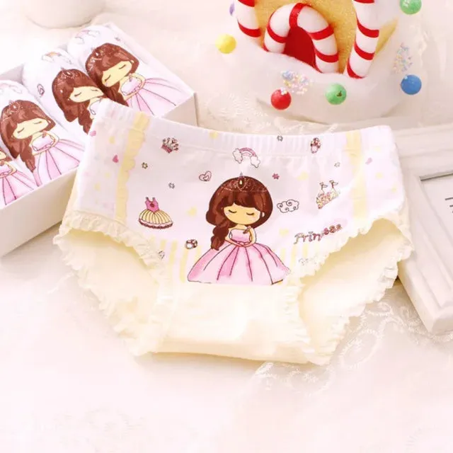 Girls Briefs Fine Cotton Underwear Cute Designs Printing Panties Kids Breathable Soft Healthy Underpants Girls Boxer 4pcs/Lot