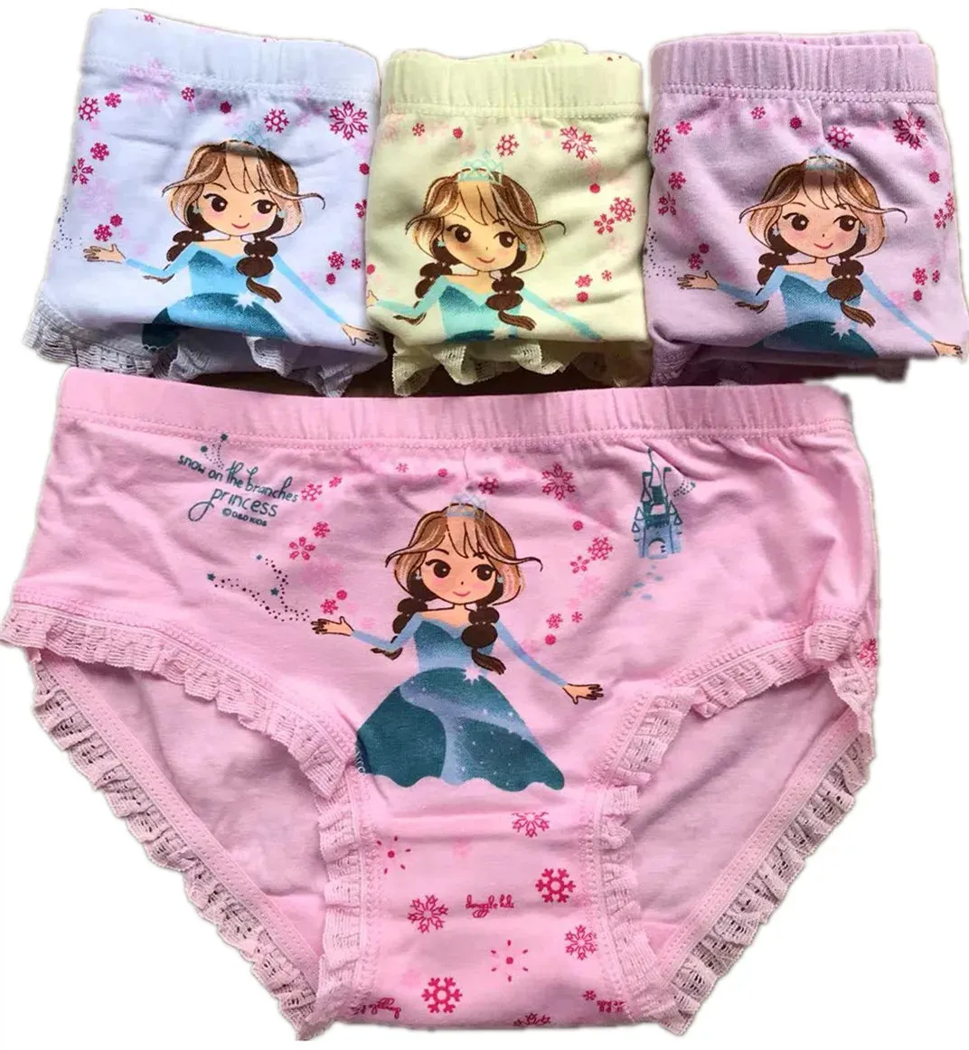 Girls Briefs Fine Cotton Underwear Cute Designs Printing Panties Kids Breathable Soft Healthy Underpants Girls Boxer 4pcs/Lot