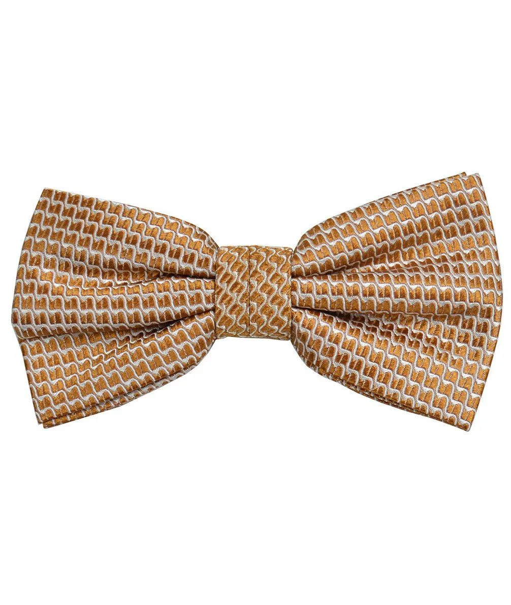 Gold Patterned Silk Bow Tie