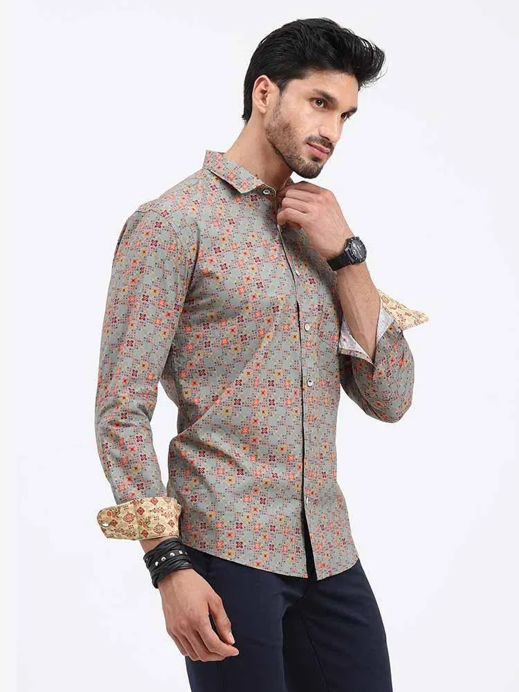 Grey Marvel Printed Full Sleeve Shirt