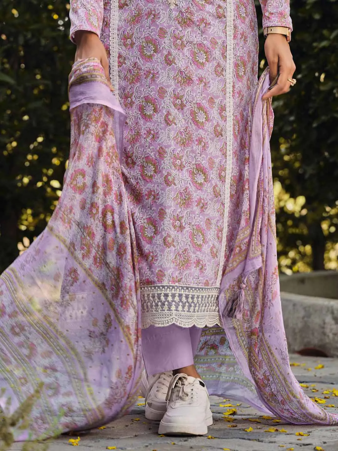 Ibiza Lawn Cotton Embroidered Unstitched Women Suit Set Lavender