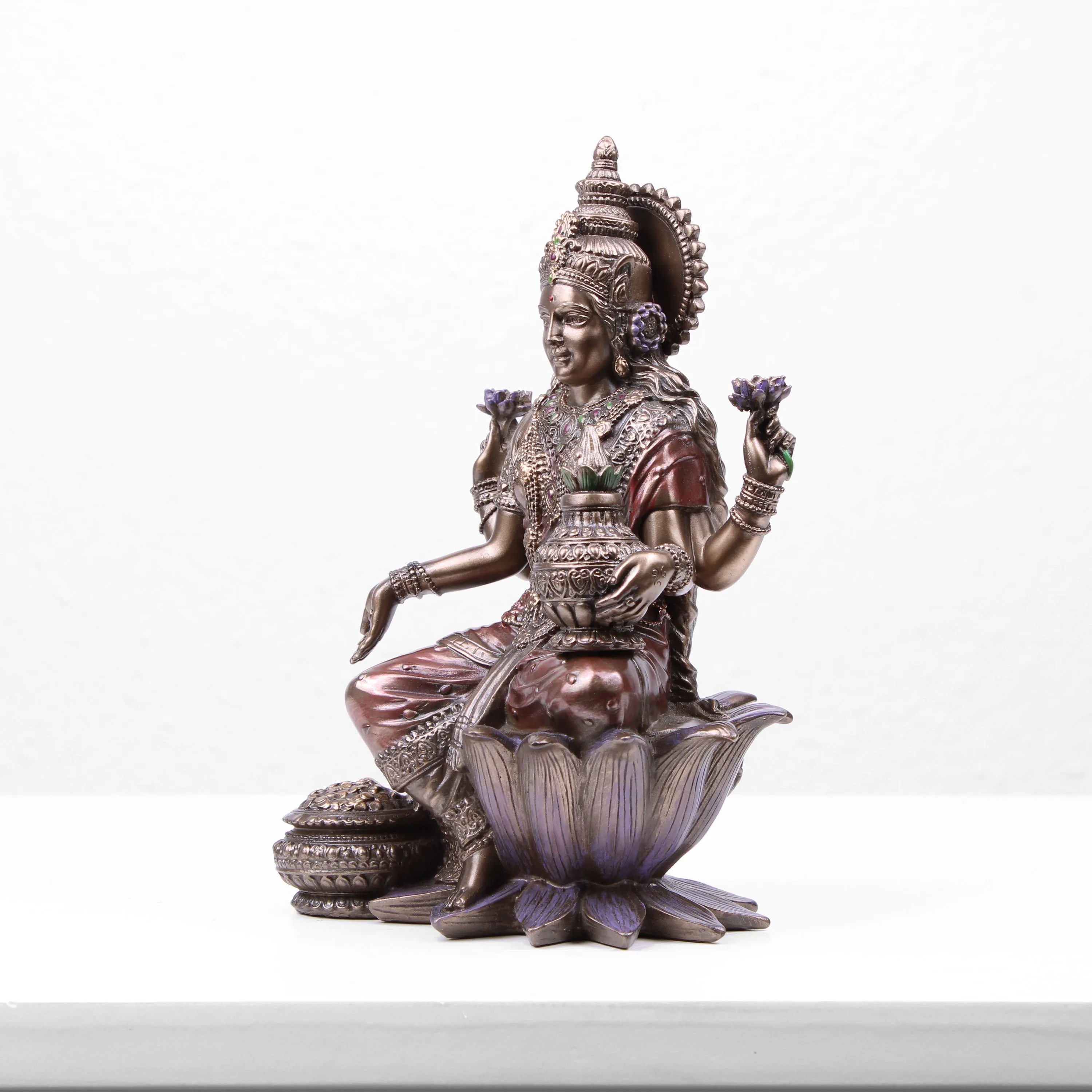 Lakshmi Indian Goddess Statue (Cold Cast Bronze Sculpture)