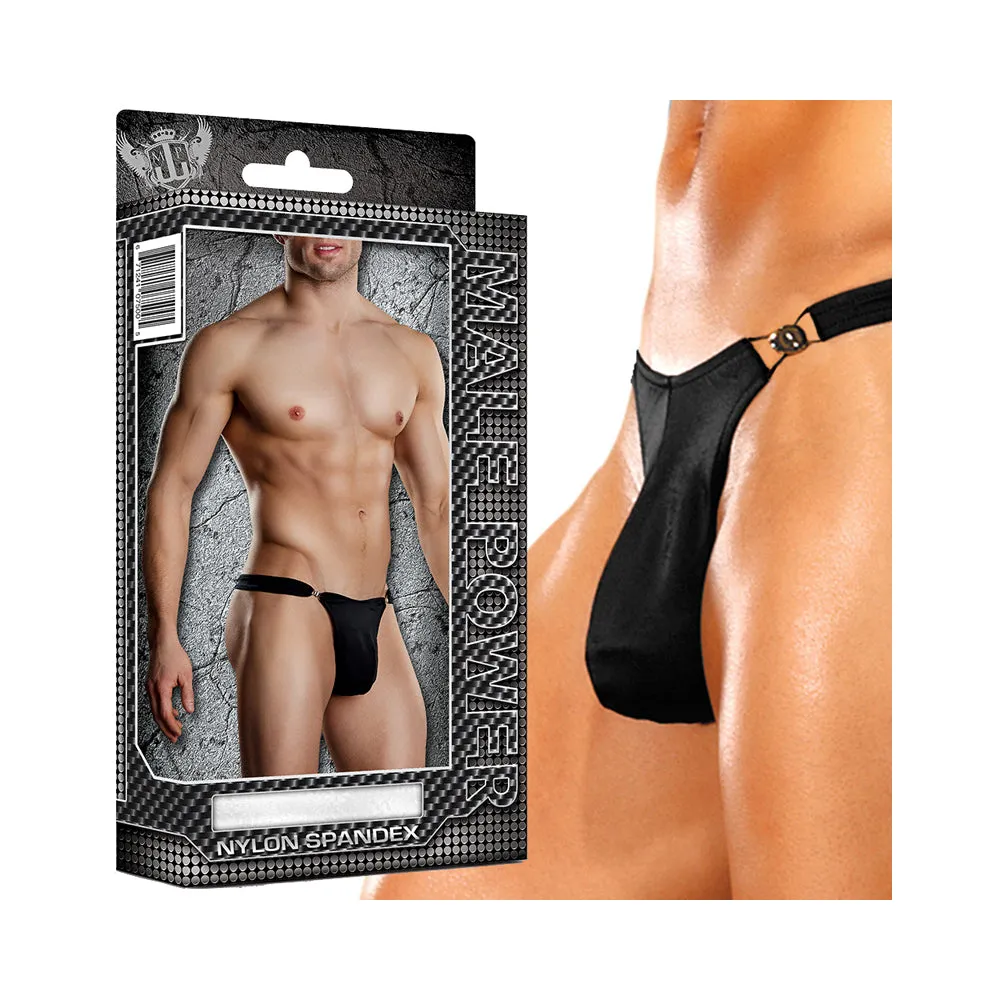 Male Power Bong Clip Thong S/M Black Underwear