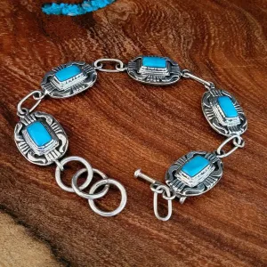 Navajo Turquoise Link Bracelet SWSG-BRC-0010