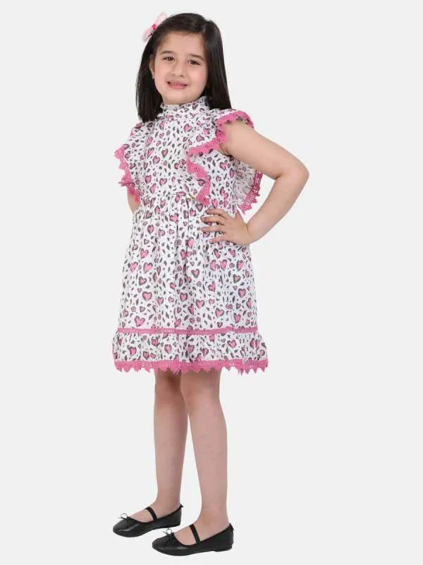 One Friday Pink Frill Printed Dress