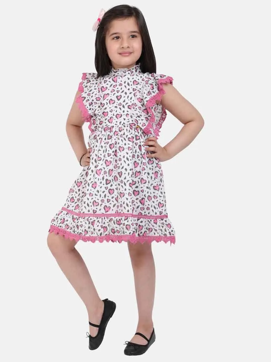 One Friday Pink Frill Printed Dress